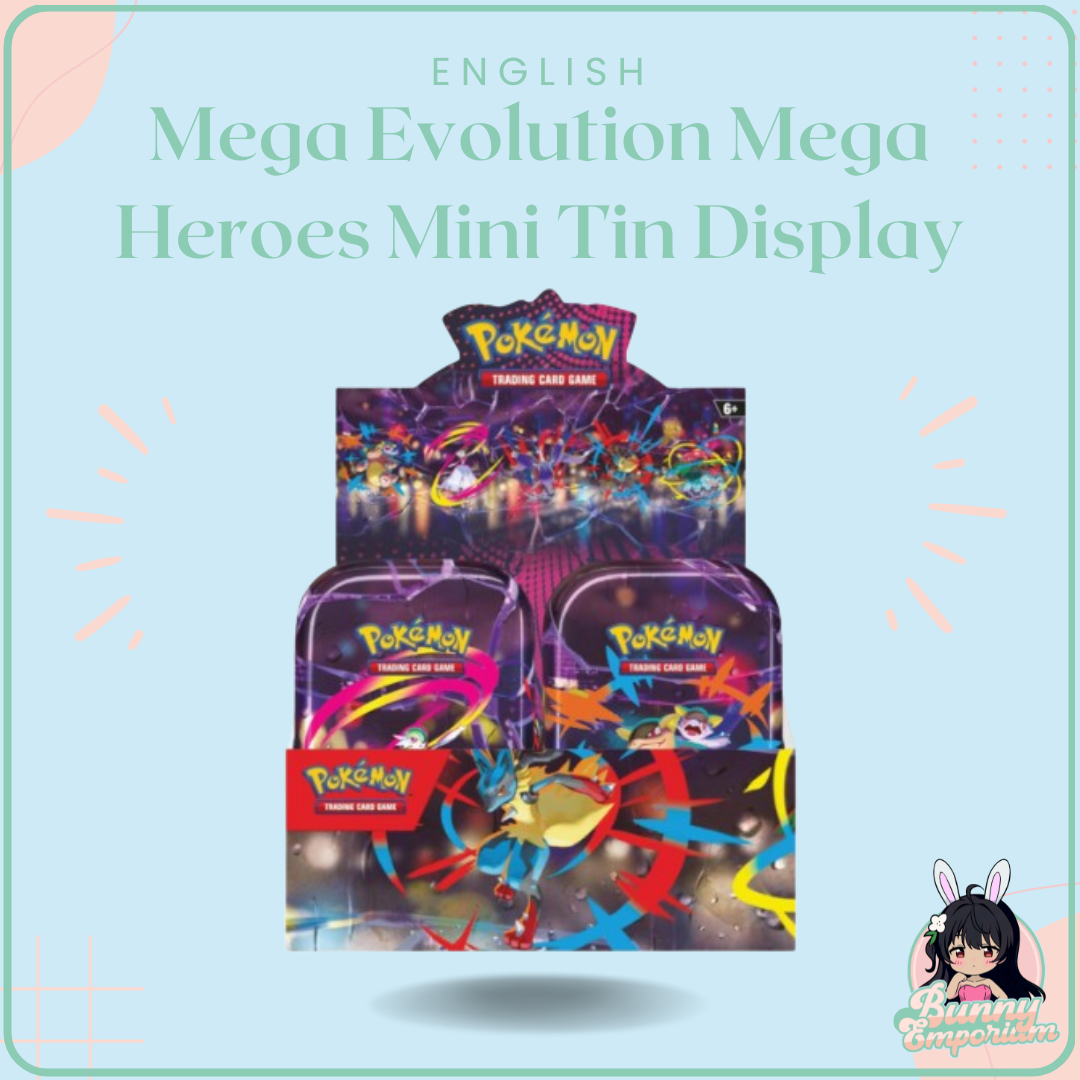 Mega Evolution Mega Heroes Mini Tin Display