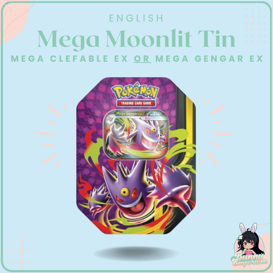 ENGLISH: ONE Mega Moonlit Tin [Choose between Mega Clefable ex OR Mega Gengar ex]